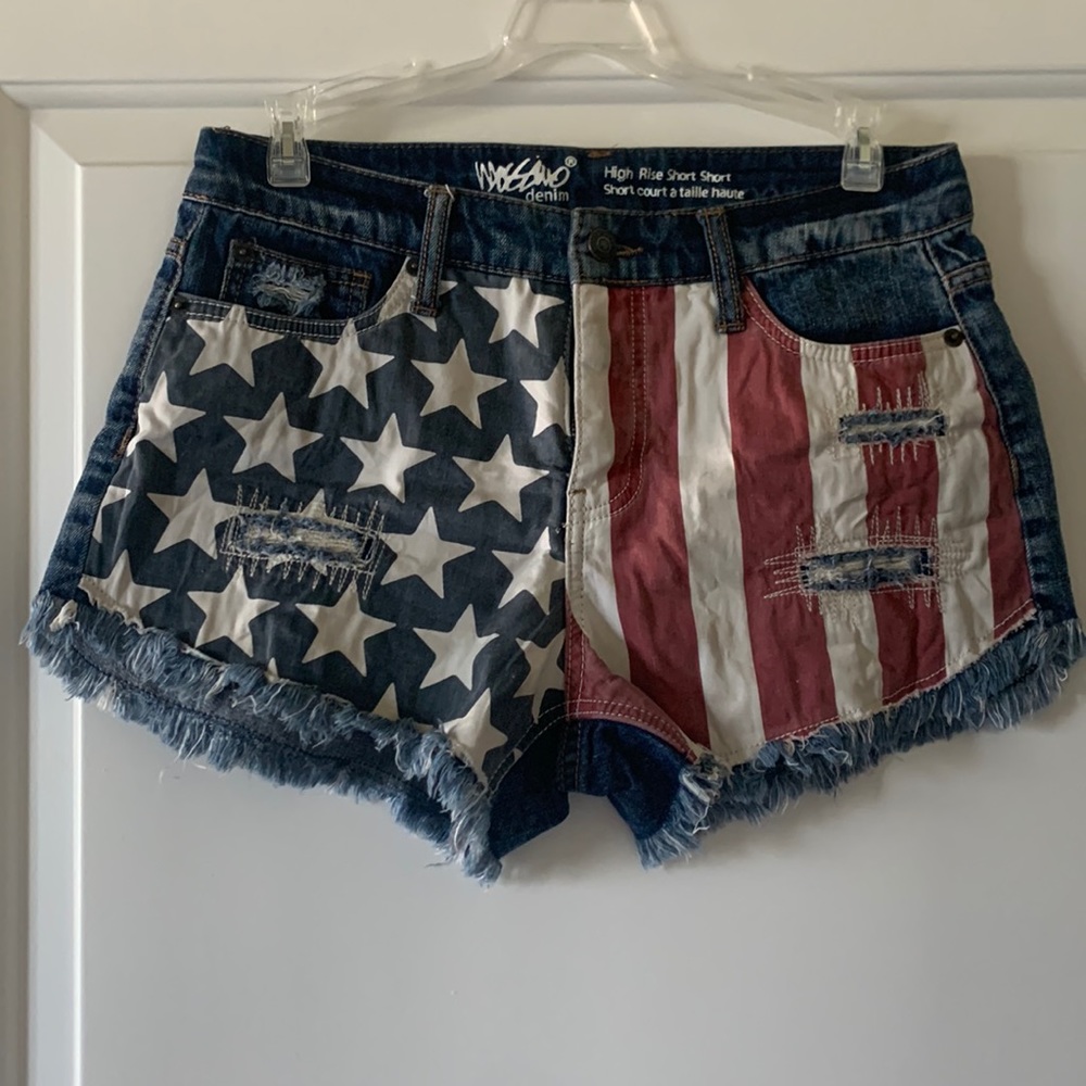 American Flag jean high rise shorts